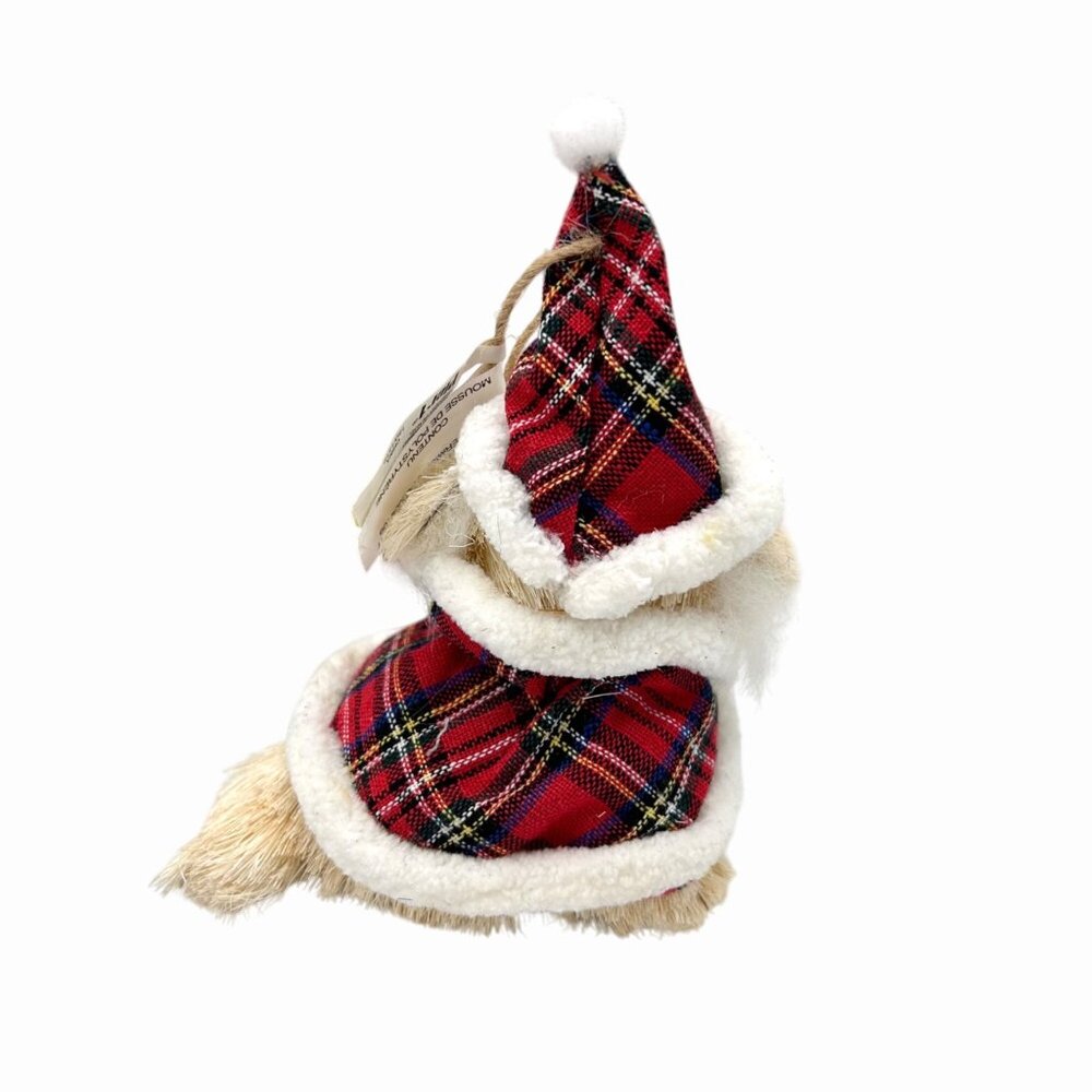 NWT PIER 1 SISEL DOG PLAID CHRISTMAS ORNAMENT 2 VTG ELECTRIC CANDLE LAMPSHADES - Picture 4 of 9